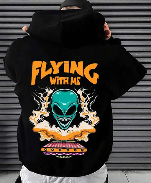 Mens BLACK PRINTED  Hoodie