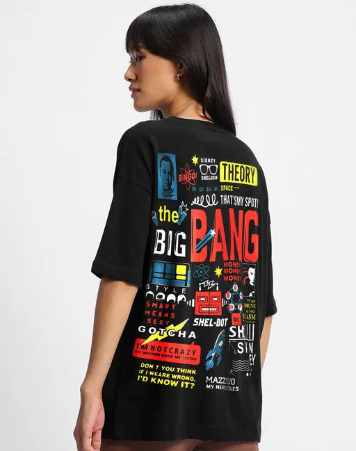 Graphic Printed Cotton Oversize Regular T-Shirt for Women