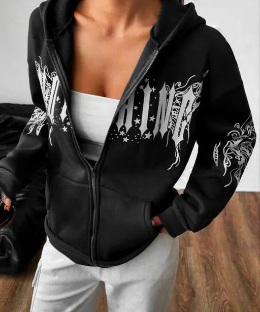 LATEST NOTHING ZIPPER HOODIE, SWEATSHIRT FOR WOMEN, ZIPPER HOOD SWEATSHIRT