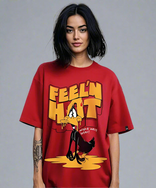 Women Feel N Hot Red Half sleeve Printed T-shirt